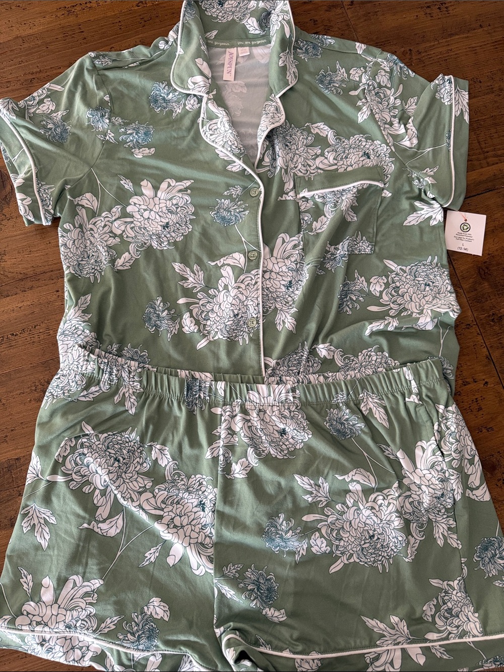 Floral Short Sleeve Pajama Set - Sage Green